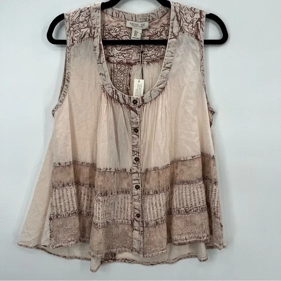 NWT Rachel Zoe Colorblock Knit Sleeveless Button Blouse Shirt Top Paisley S - Picture 2 of 10